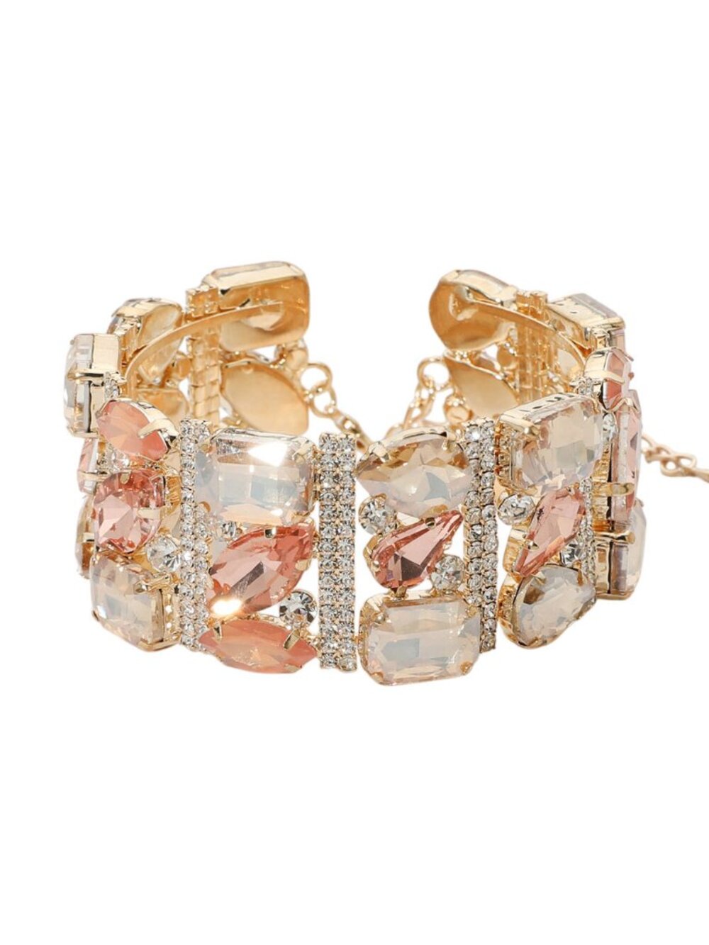 Tigerstars Bold Faceted Multi-Shaped Gem Embellished Evening Bracelet
